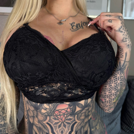 Cora Diamond schwarzes Spitzenbustier