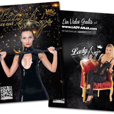 Handsignierte Autogrammkarte Latexkleid Peitsche - Lady Anja